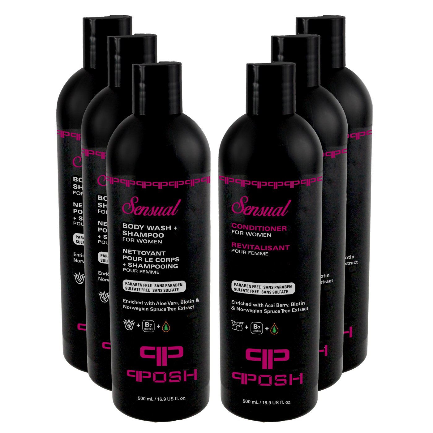 POSH SENSUAL - Body Wash + Shampoo & Conditioner Set (Pack of 3)