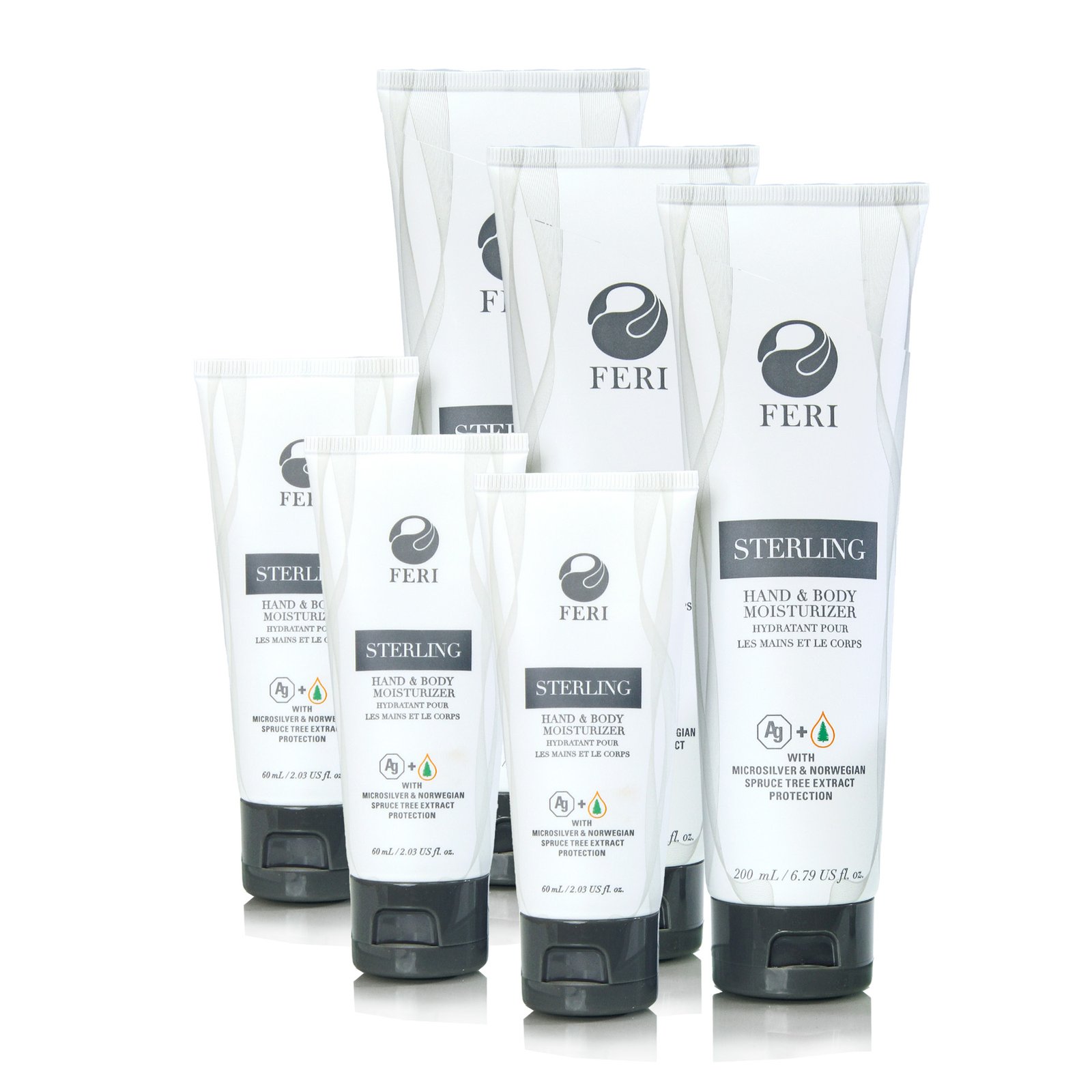 FERI Sterling Hand and Body Moisturizer - Multipack (3 x 200mL bottles + 3 x 60mL bottles)